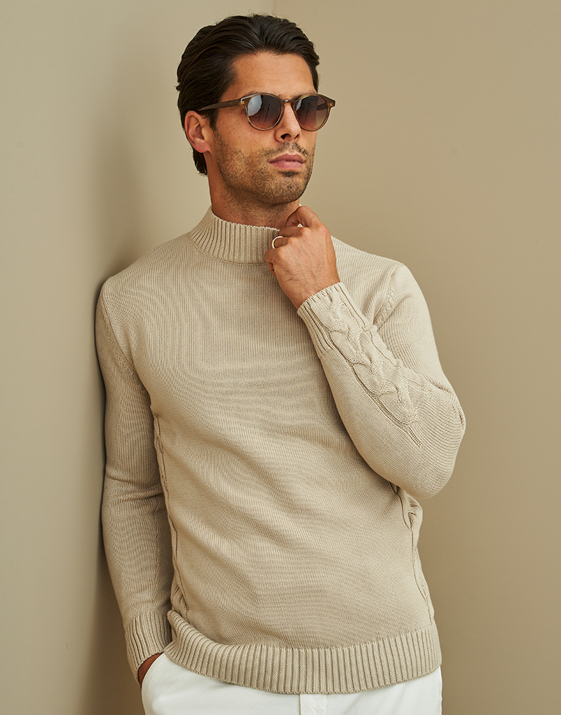 CAMISOLA MEIA GOLA COM DETALHE TRANÇA AREIA ZOLF - Image 2