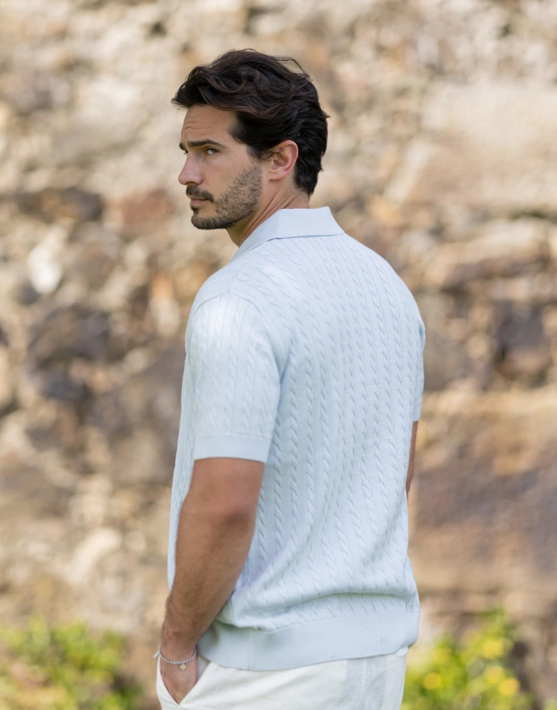 CAMISEIRO TRICOT COM TRANÇAS AZUL CLARO ZOLF - Image 3