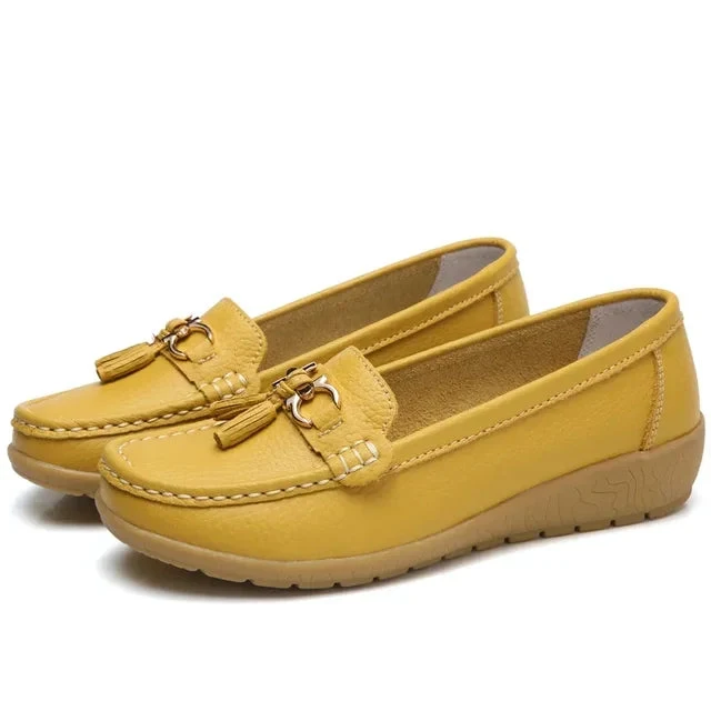Mocassins en cuir orthopédique pour femmes, slip-on, plats, avec soutien de la voûte plantaire, chaussures décontractées pour tous les jours - Image 8