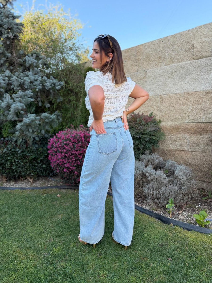 CALÇA DE GANGA AZUL WIDE LEG PONTO CHIC - Image 3