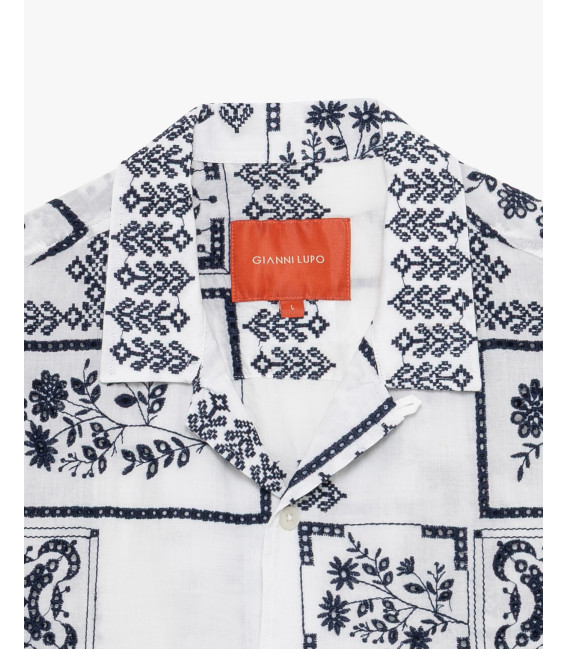 CAMISA BRANCA COM BORDADO INGLÊS AZUL GIANNI LUPO - Image 8