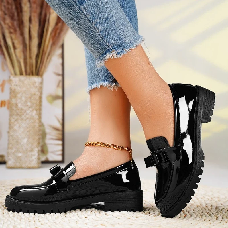 Mocassins Femme à Plateforme Slip-On Nœud Papillon Travail Casual Confort - Image 5