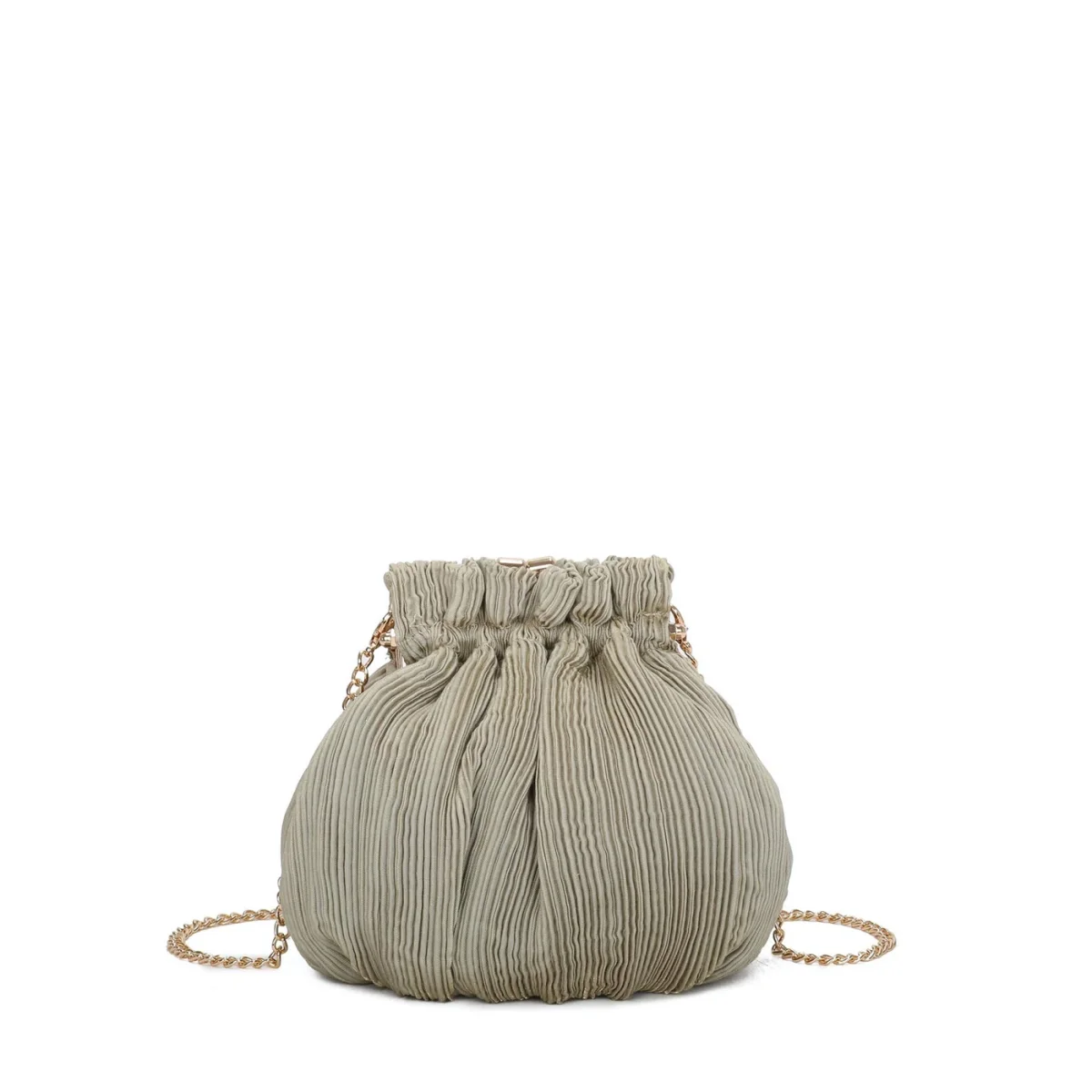 MALA VERDE EM PLISSADO COM CORRENTE PONTO CHIC